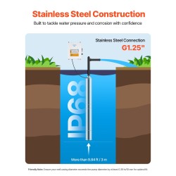 Upotettava syväkaivopumppu ruostumaton teräs 550W 230V 65 l/min 85 m