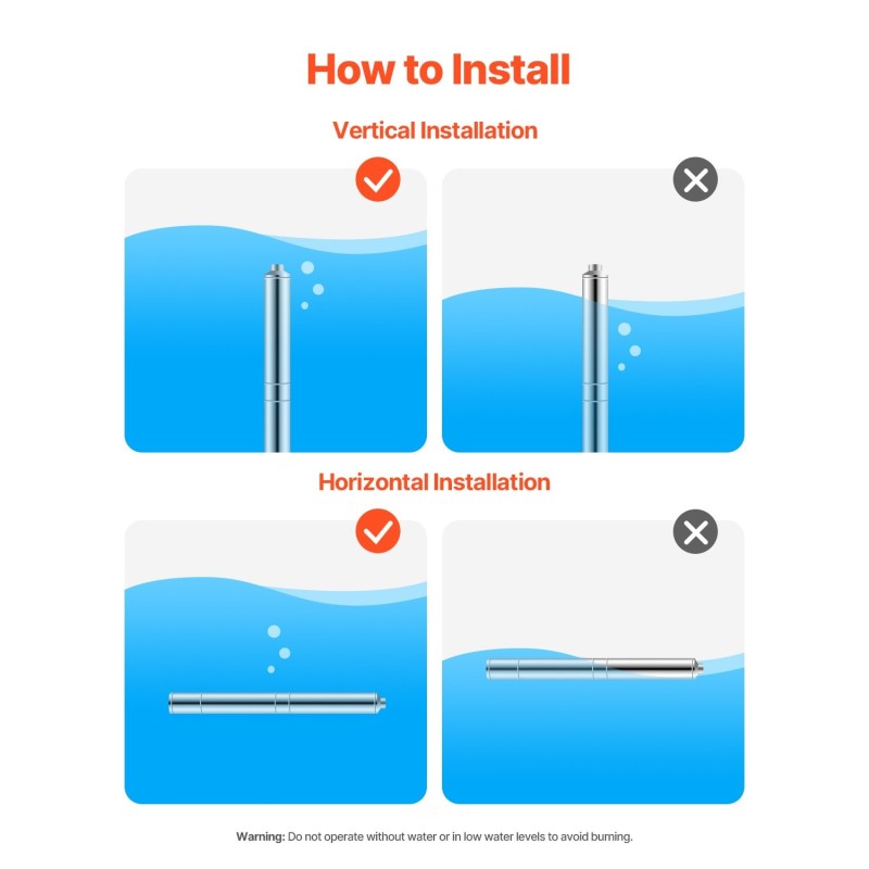 Upotettava syväkaivopumppu ruostumaton teräs 550W 230V 65 l/min 85 m
