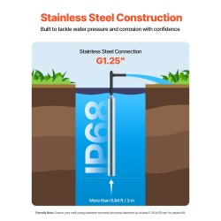 Uppopumppu ruostumattomasta teräksestä 750 watin teho 100 l/min 75 m nostokorkeus