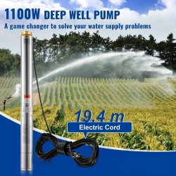 Upotettava ruostumaton teräs syväkaivopumppu 1100W 7,1 m³/h 105 m