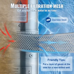 Syväkaivopumppu 750W ruostumaton teräs 75 m nostokorkeus 7,1 m³/h 9,1 m johto