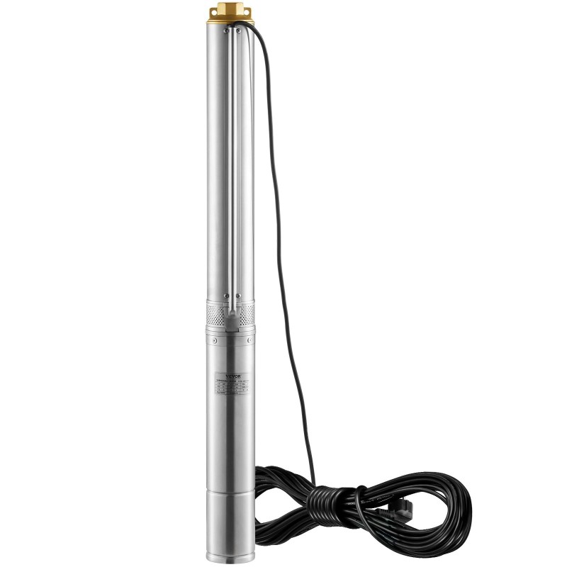 Syväkaivopumppu ruostumattomasta teräksestä 2200W 9,8 m³/h 144 m nostokorkeus 9,1 m johto