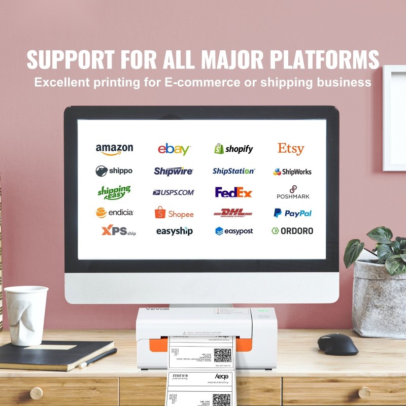 Lämpötarratulostin suora lämpötulostus 150 mm/s tulostusnopeus 40–108 mm tarraleveys USB-liitäntä automaattinen tarrantunnistus