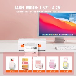 Lämpötarratulostin suora lämpötulostus 150 mm/s tulostusnopeus 40–108 mm tarraleveys USB-liitäntä automaattinen tarrantunnistus