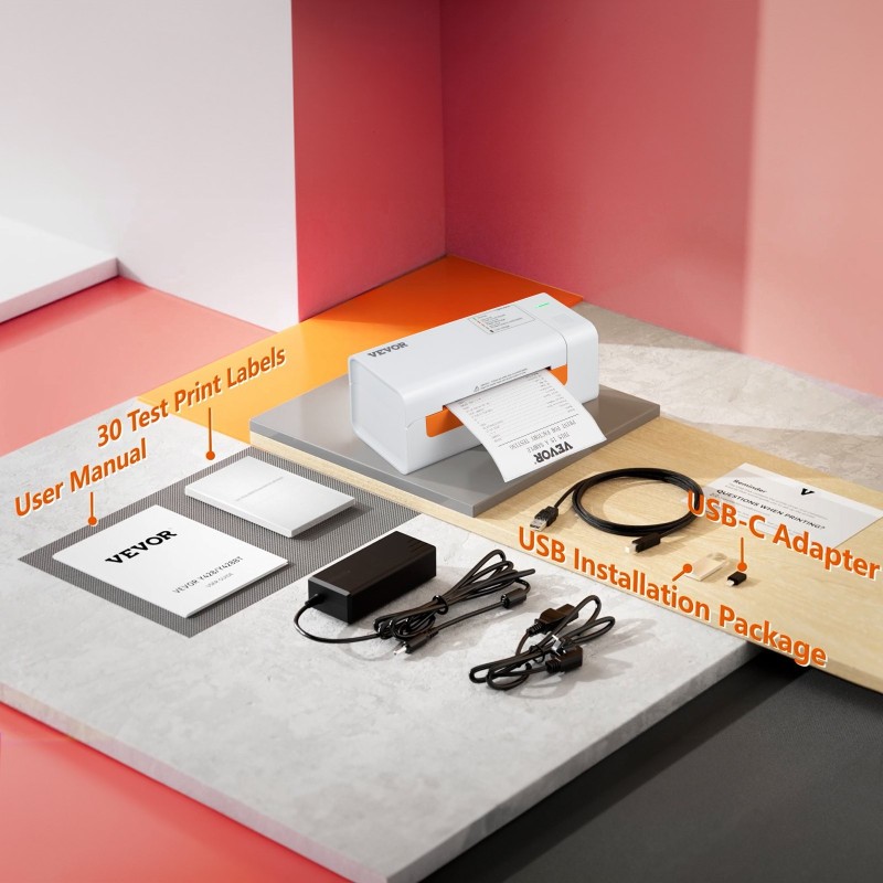 Lämpötarratulostin suora lämpötulostus 150 mm/s tulostusnopeus 40–108 mm tarraleveys USB-liitäntä automaattinen tarrantunnistus