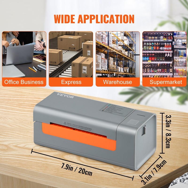 Lämpötarratulostin pöytämallinen 203 dpi 150 mm/s USB-yhteys automaattinen tarrantunnistus 40–108 mm