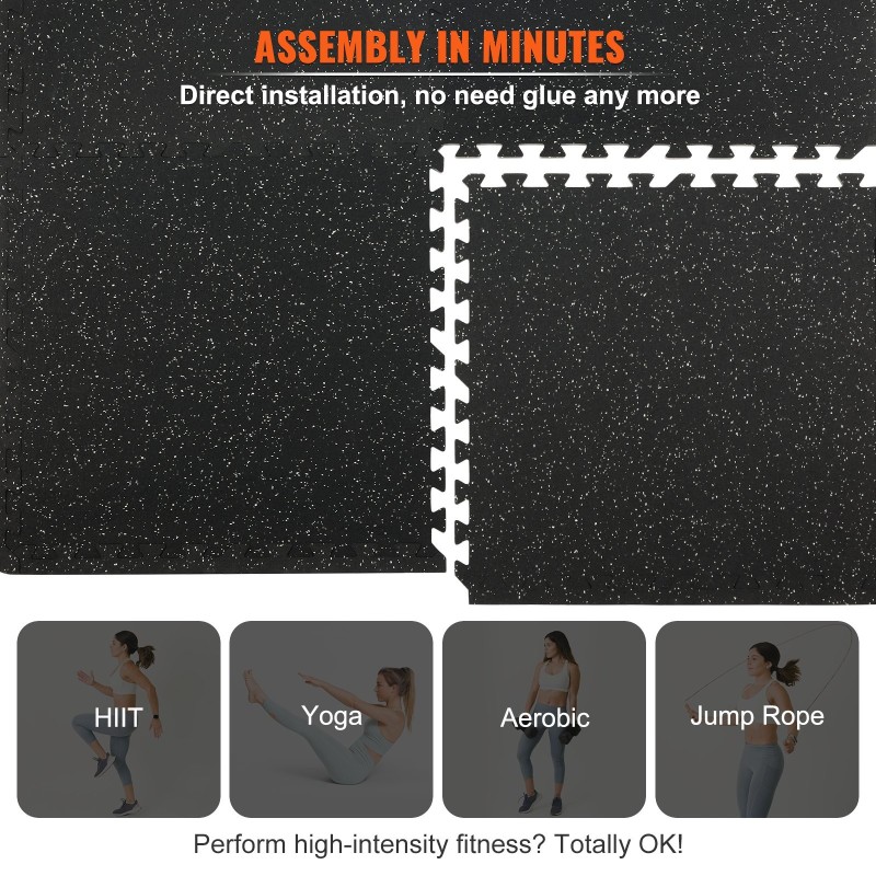 Harjoitusmattosarja EVA-vaahto ja kumipinta 24 tuuman palat 12 kpl 14 mm