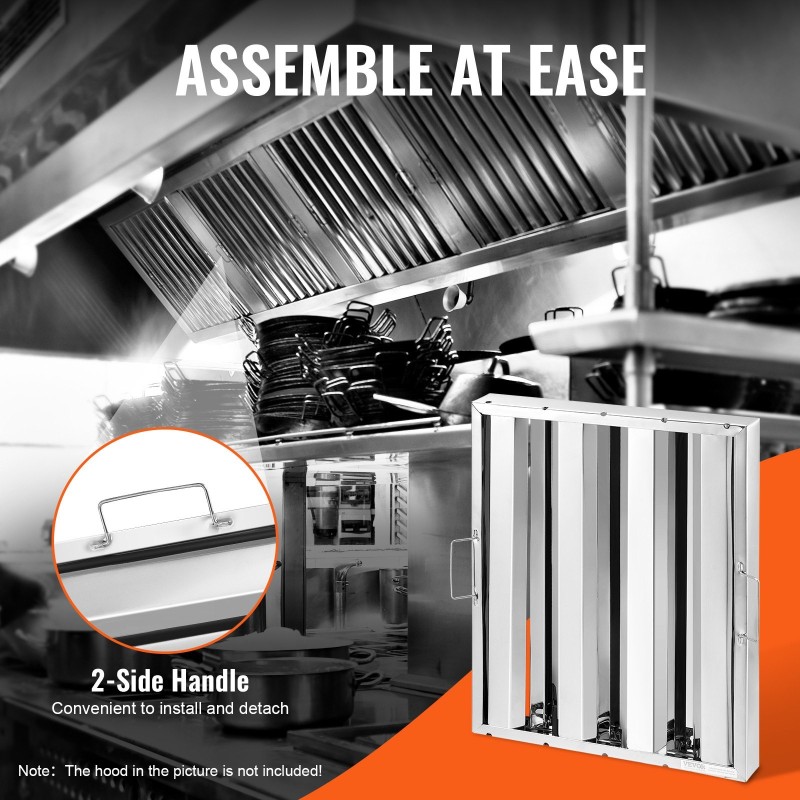 Huuppusuodatin ruostumaton teräs 393×493 mm 6 kpl 3 uraa ammattikeittiöön