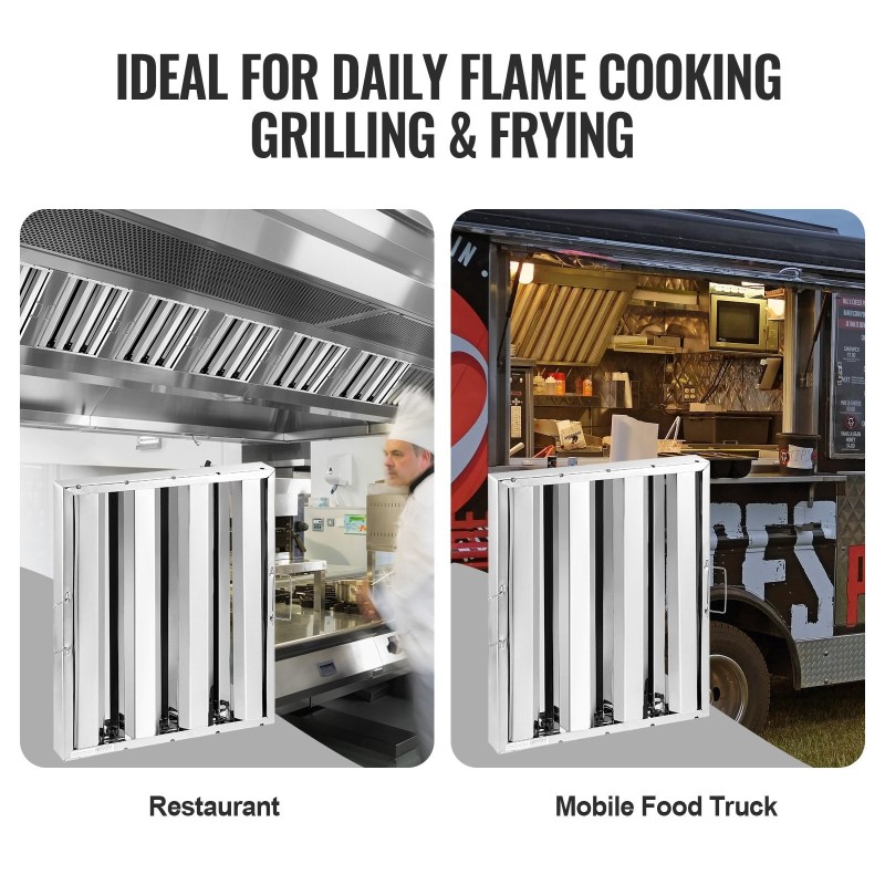 Huuppusuodatin ruostumaton teräs 393×493 mm 6 kpl 3 uraa ammattikeittiöön