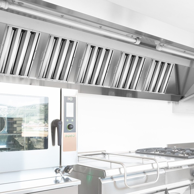 Huuppusuodatin ruostumaton teräs 393×493 mm 6 kpl 3 uraa ammattikeittiöön