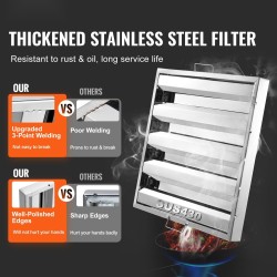 Liesituulettimen rasvasuodatin 430-ruostumaton teräs 493x493x45 mm 2 kpl ammattikeittiöille