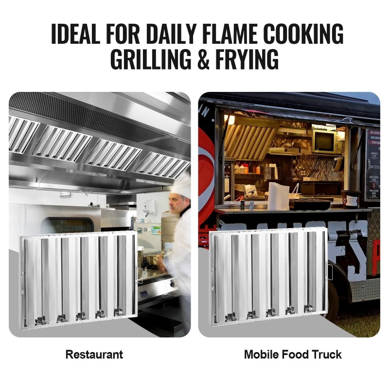 Liesikuvun rasvasuodattimet 430-ruostumatonta terästä 622x493x45 mm 2 kpl ammattikeittiöihin