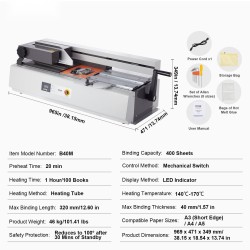 Lämpösidoskone ruostumattomasta teräksestä kuumaliima 400 arkkia 40 mm A3 A4 A5 asiakirjoille
