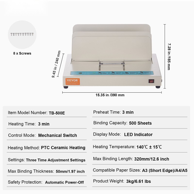 Lämpösidontakone 500 arkkia 50 mm sidontapaksuus A3 A4 A5 infrapunaoptinen tunnistus