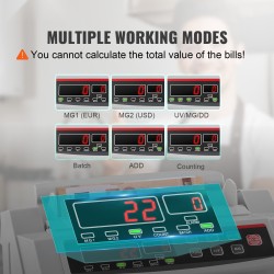Setelilaskin LED näyttö UV ja MG tunnistus 1000 seteliä minuutissa kantokahvalla