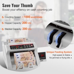 Setelilaskin LED näyttö UV ja MG tunnistus 1000 seteliä minuutissa kantokahvalla