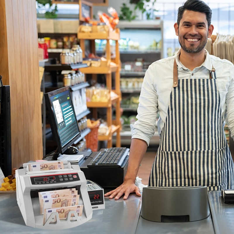 Setelilaskin LED näyttö UV ja MG tunnistus 1000 seteliä minuutissa kantokahvalla