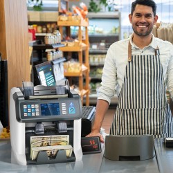Setelilaskuri muovi monivaluutta 6 tunnistusmenetelmää 1200 seteliä minuutissa 500 setelin syöttökaukalo