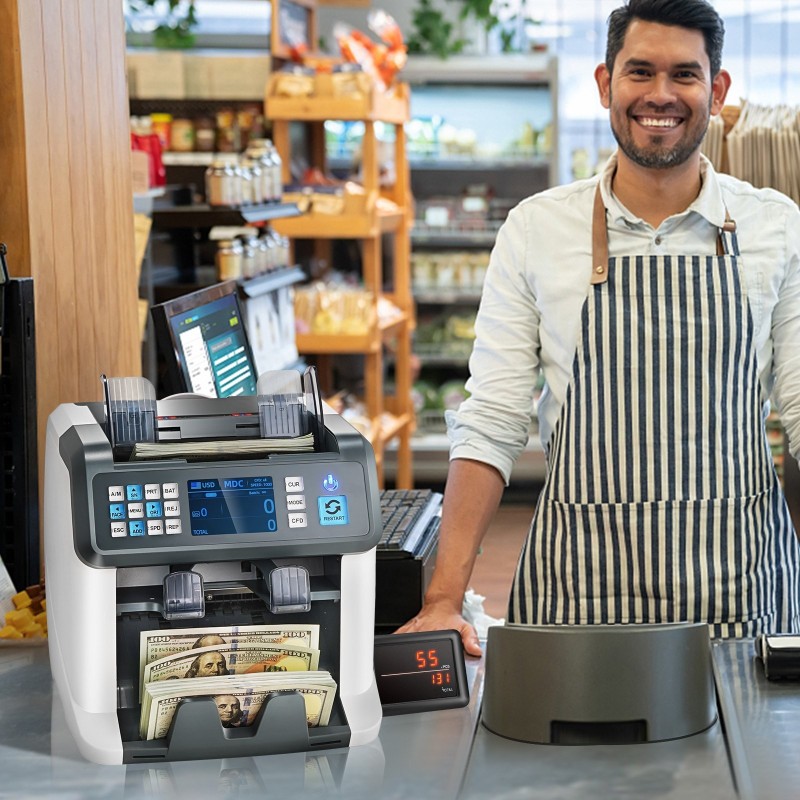 Setelilaskuri muovi monivaluutta 6 tunnistusmenetelmää 1200 seteliä minuutissa 500 setelin syöttökaukalo