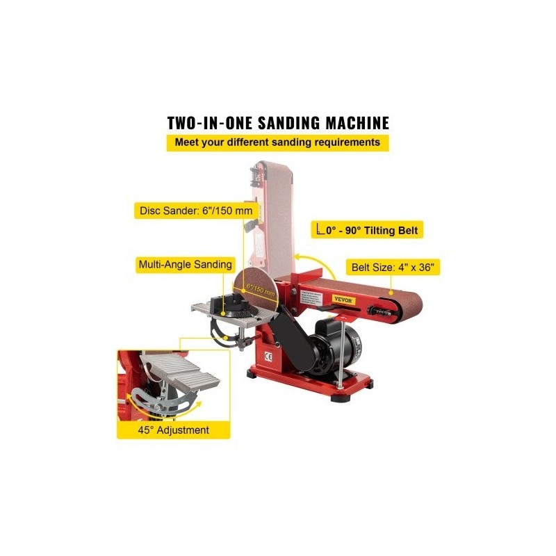 Nauha- ja laikkahiomakone penkille 915x100 mm hihna 150 mm laikka 375W teräsrunko