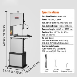 Penkkimallinen vannesaha 1100 wattia leikkuukorkeus 330 millimetriä puulle ja alumiinille