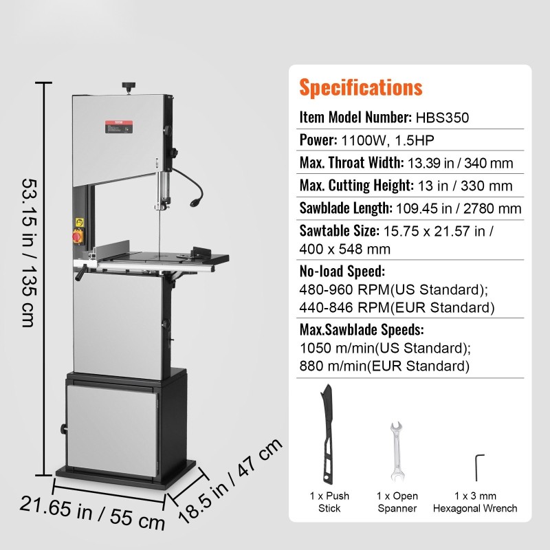 Penkkimallinen vannesaha 1100 wattia leikkuukorkeus 330 millimetriä puulle ja alumiinille