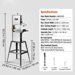 Pöytämallinen nauhasaha jalustalla 370W kaksinopeuksinen 160 mm leikkuukorkeus 245 mm leikkuuleveys