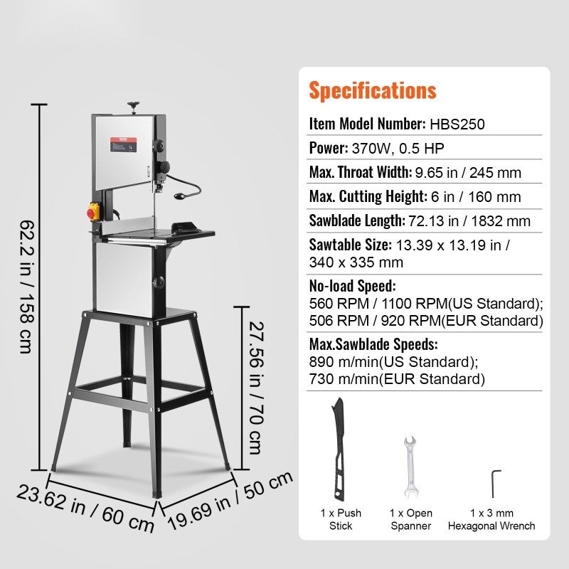 Pöytämallinen nauhasaha jalustalla 370W kaksinopeuksinen 160 mm leikkuukorkeus 245 mm leikkuuleveys
