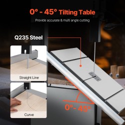 Pöytävannesaha jalustalla 1100W 340 mm leikkausleveys 330 mm leikkauskorkeus portaattomasti säädettävä nopeus