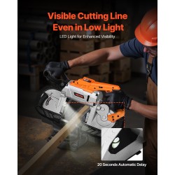 Akkukäyttöinen harjaton nauhasaha 127 x 115 mm leikkuusyvyys 360W runkoversio ilman akkua