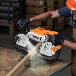 Akkukäyttöinen harjaton nauhasaha 127 x 115 mm leikkuusyvyys 360W runkoversio ilman akkua