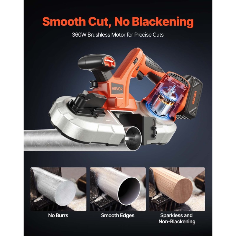 Johdoton nauhasaha 20V leikkuusyvyys 65 x 65 mm harjaton 360W 4,0Ah