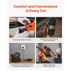 Johdoton nauhasaha 20V leikkuusyvyys 65 x 65 mm harjaton 360W 4,0Ah