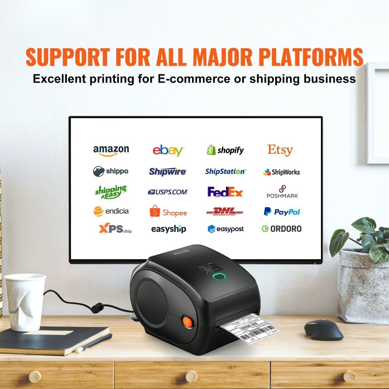 Lämpötarratulostin suora lämpötulostus 300 DPI 4x6 lähetystarroille langaton Bluetooth USB-liitäntä automaattinen