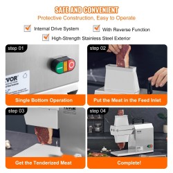 Sähköinen lihanuija ruostumatonta terästä ammattikäyttöön 450 W 54 terää