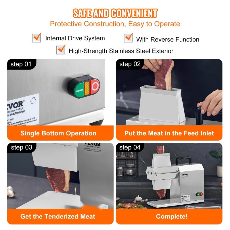 Sähköinen lihanuija ruostumatonta terästä ammattikäyttöön 450 W 54 terää