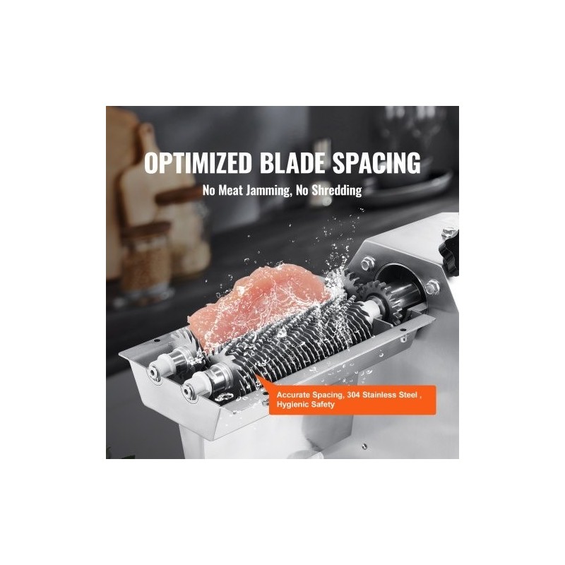 Sähköinen lihanmureuttaja 304-ruostumatonta terästä 750W 67 terää ammattikeittiöille