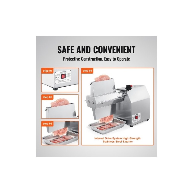 Sähköinen lihanmureuttaja 304-ruostumatonta terästä 750W 67 terää ammattikeittiöille