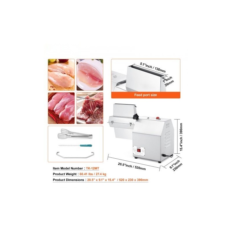 Sähköinen lihanmureuttaja 304-ruostumatonta terästä 750W 67 terää ammattikeittiöille