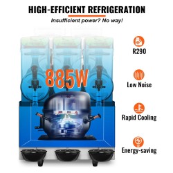 Jääjuomakone 3 x 12 L ruostumaton teräs PC-muoviset säiliöt ammattikäyttöön