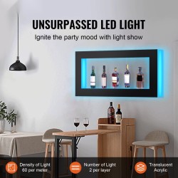 Pulloteline akryyli LED 48 tuumaa 24 pulloa seinään asennettava