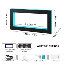 Pulloteline akryyli LED 48 tuumaa 24 pulloa seinään asennettava