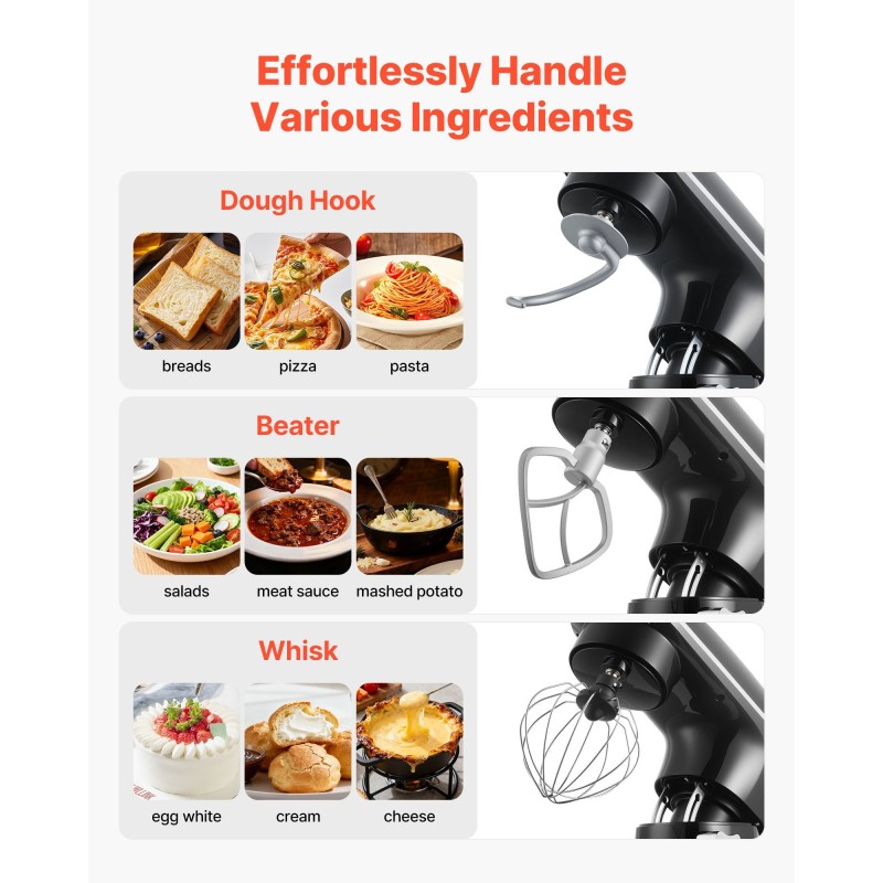 Yleiskone ruostumaton teräskulho 5,68 l 1400W musta 6 nopeutta