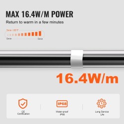 Putkien lämmityskaapeli itseään säätelevä 18,3 m 16,4 W/m termostaatilla muovi- ja metalliputkille