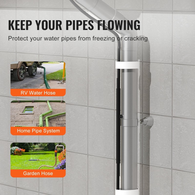 Itsesäätyvä putkien lämmityskaapeli 36,6 m 16,4 W/m sisäänrakennetulla termostaatilla