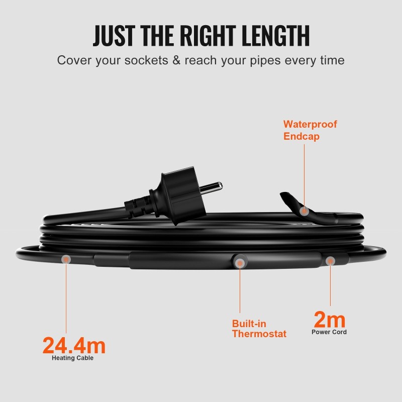 Itsesäätyvä putkien lämmityskaapeli 24,4 m teho 16,4 W/m muovi- ja metalliputkille
