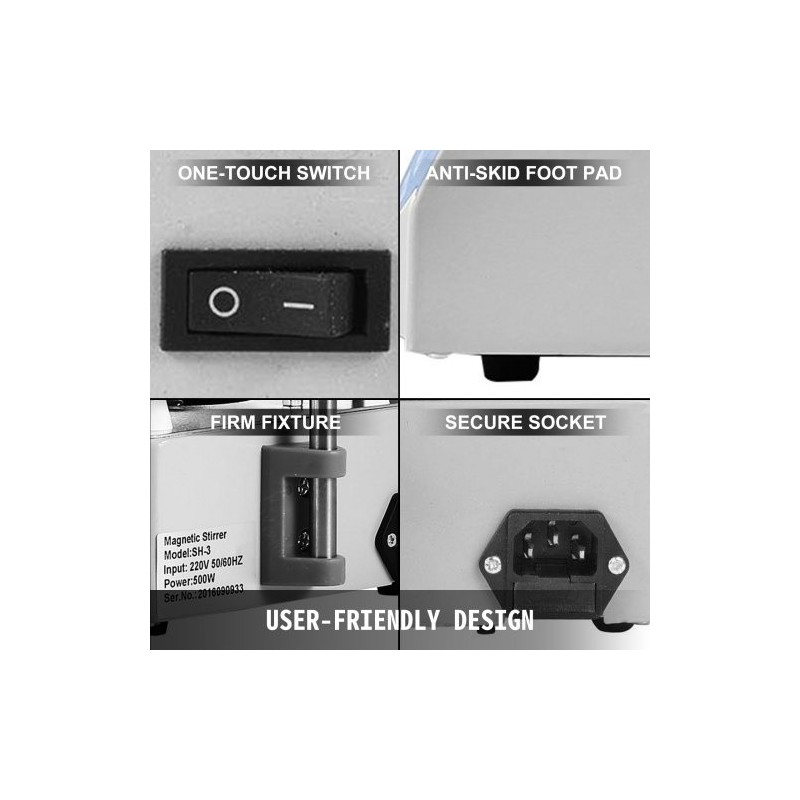 Magneettisekoittaja kuumalevyllä keraaminen työlevy 3000 ml kapasiteetti säädettävä sekoitusnopeus digitaalinen näyttö