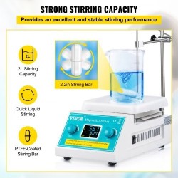 Magneettinen kuumalevysekoitin keraamisella pinnalla 2 litraa 200–2000 kierrosta laboratorioon