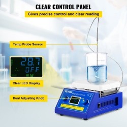 Magneettisekoittaja keraamisella kuumalevyllä 5 L kapasiteetti 200–2000 r/min enimmäislämpötila 320°C LED näyttö