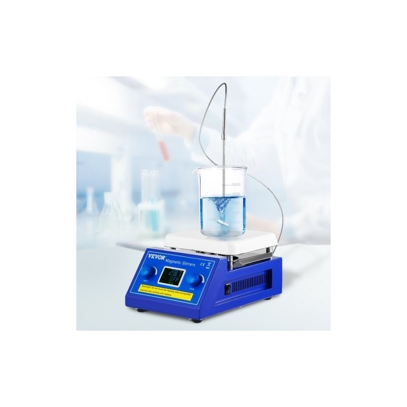 Magneettisekoittaja keraamisella kuumalevyllä 5 L kapasiteetti 200–2000 r/min enimmäislämpötila 320°C LED näyttö